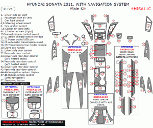  Накладки в салон Hyundai Sonata 2011- (Wowtrim, HISA11C.HISA11OC.HISA110A.RJCW)