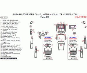  Накладки в салон Subaru Forester 2008- (Wowtrim, SUFR09B.RBBCF)