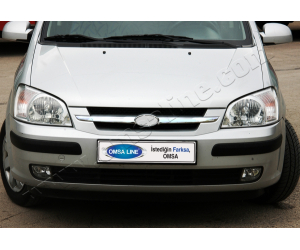  Накладки на решетку радиатора (нерж., 2 шт.) для Hyundai Getz (5D) HB 2002-2011 (Omsa Prime, 3201081)