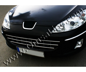  Накладки на передний бампер (нерж.) для PEUGEOT 407 2004-2011 (Omsa Prime, 5704082)