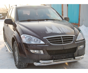  Боковые пороги D42 с листом из алюминия для Ssang Yong Kyron 2008+ (UA-TUNING, SYKY.08.RBLA)