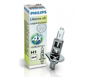  Авто-лампы  H1 12V 55W P14.5S СРОК СЛУЖБЫ УВЕЛИЧ. В 4 РАЗА 1 шт. (Philips, PS 12258 LLECO C1)