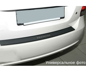  Накладка с загибом на задний бампер (карбон) для Nissan Micra IV 2010+ (NataNiko, Z-NI03+k)