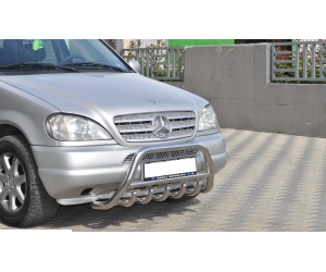  ЗАЩИТА ПЕРЕДНЕГО БАМПЕРА (D-60.LED-логотип) ДЛЯ Mercedes W163 ML 1998-2005 (ARP, ST. WT 004 LED)