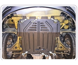  Защита картера двигателя для Opel Omega B 1994-2004 (2,0;2,2;2,5TD/2,5V6) (POLIGONAVTO, St)