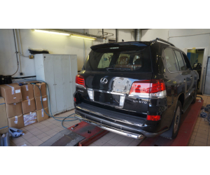  Защита заднего бампера (одинарная, D76) для Lexus LX570 Sport 2014-2015 (Can-Otomotiv, LE57.55.1574)