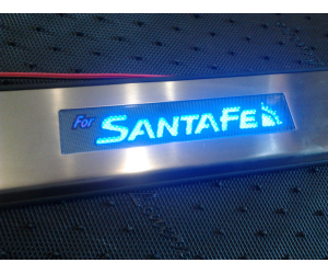  Накладки на внутренние пороги с подсветкой (4 шт.) для Hyundai Santa FE ( IX45 ) 2013+ (PRC, IX45130601)