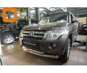  Защита переднего бампера (двойная, D76/60) для Mitsubishi Pajero IV 2011+ (Can-Otomotiv, MIPA.33.4045)