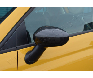  Накладки на зеркала (карбон, 2-шт.) для Fiat 500/500C (3D) HB 2007+ (Omsa Prime, 2525111C)