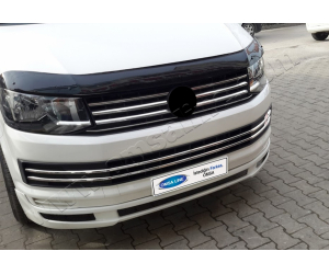  Накладки на передний бампер (нерж., 6 шт.) для Volkswagen Transporter (T6) 2015+ (Omsa Prime, 7550083)