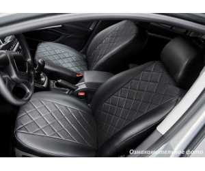 Чехлы в салон (Эко-кожа, ромб/черные) для Volkswagen Jetta 2011-2018 (Seintex, 88576)