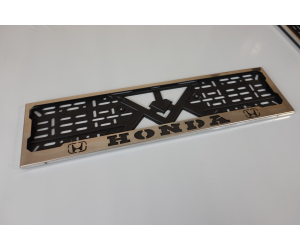  Рамка под номерной знак (хром, с черной надписью Honda) (st-line, honda.01)