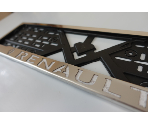  Рамка под номерной знак (хром, с белой надписью Renault) (st-line, renault.01w)
