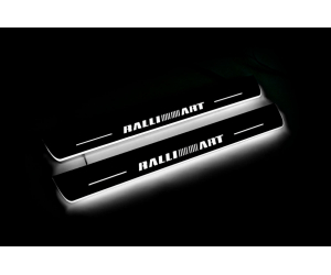  Накладки на пороги (Static, перед., с Led подсветкой, RalliArt) для Mitsubishi Lancer X 2007+ (OPdesign, DHLS-STA-MIT-LANX-RALLI)