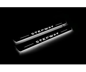  Накладки на пороги (Static, перед., с Led подсветкой) для Renault Sandero Stepway II 2013+ (OPdesign, DHLS-STA-REN-SAN2-STEP)