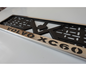  Рамка под номерной знак (хром, с черной надписью Volvo XC60) (st-line, volvoxc60.01)